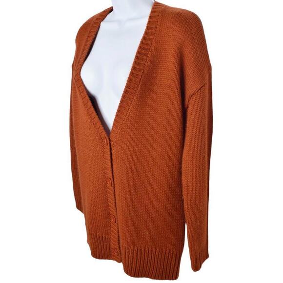 TOBI Womens Rust Orange Knit V Neck Button-Up Long Sleeve Thick Knit Cardigan‎ S - Picture 4 of 8